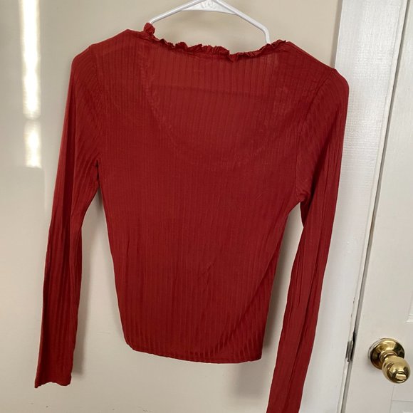 XXS Francesca's Burnt Orange Long Sleeve Shirt - Picture 4 of 4